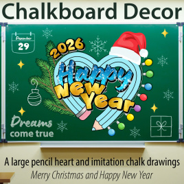 Оформление для доски к Новому Году "Карандашное сердце" EN