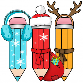 Новогодние карандаши для украшения класса