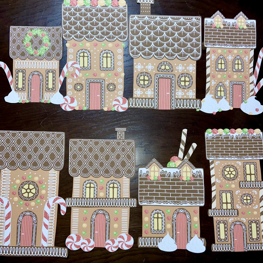 Оформление для окон "Сладкое королевство": панорама и витражи из пряничных домиков фото 5