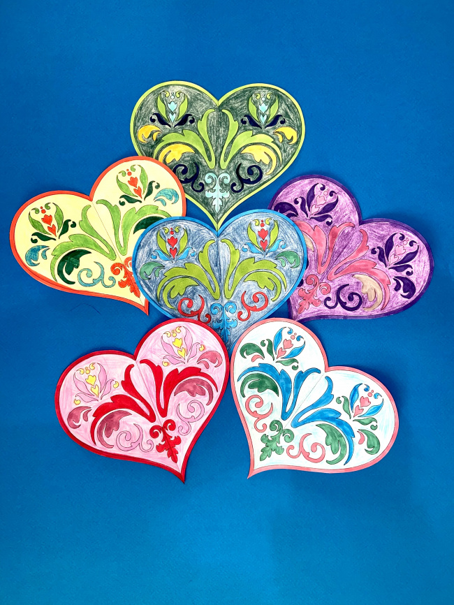 3D-сердца: украшения-раскраски фото 2