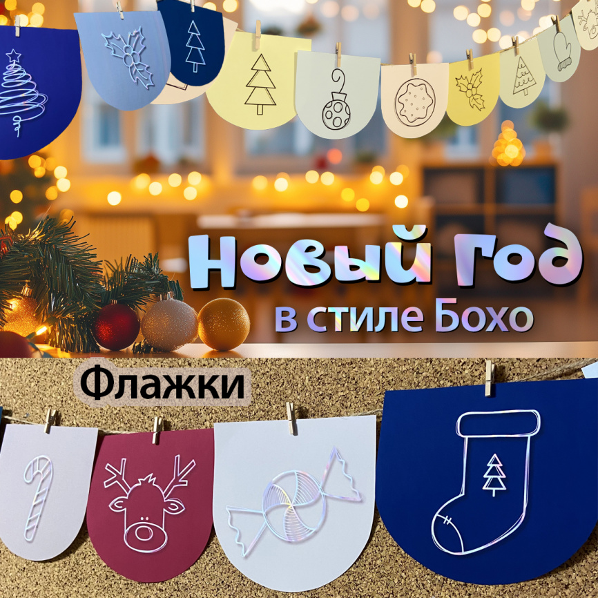 Флажки "Новый Год в стиле Бохо" фото 1