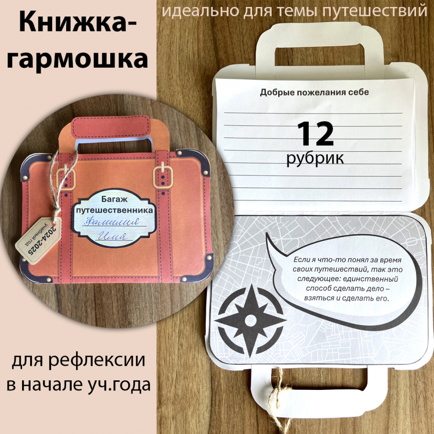 Книжка-гармошка для проспективной рефлексии "Багаж путешественника" фото 1
