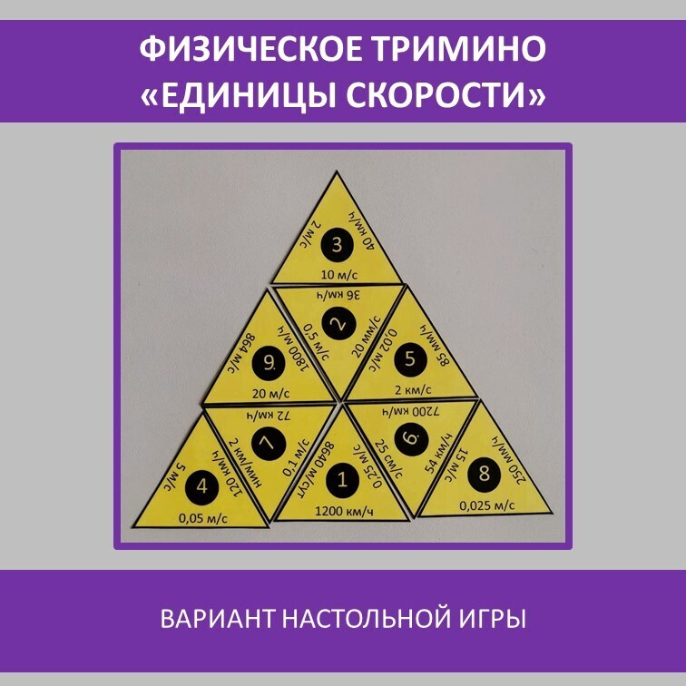 Физическое тримино  «Единицы скорости» фото 3