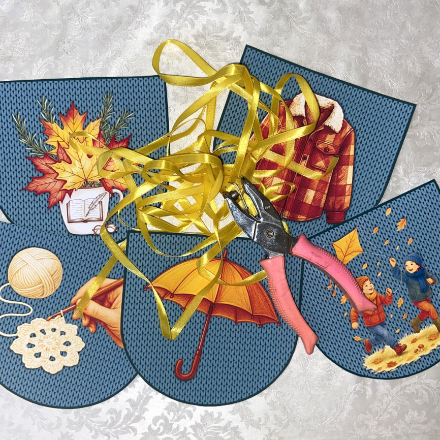 Флажки "Осенний свитер" с иллюстрациями и надписями фото 2